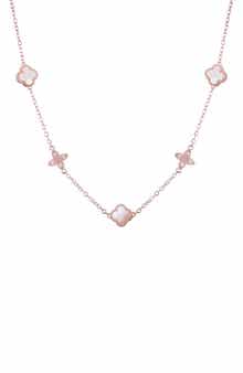Adornia 14K Rose Gold Plated Mother-of-Pearl Clover Station Necklace