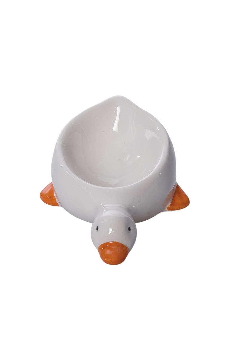 Transpac Dolomite Small Duck Shaped Bowl Multicolored for Spring Serving and Entertaining, Main, color, White