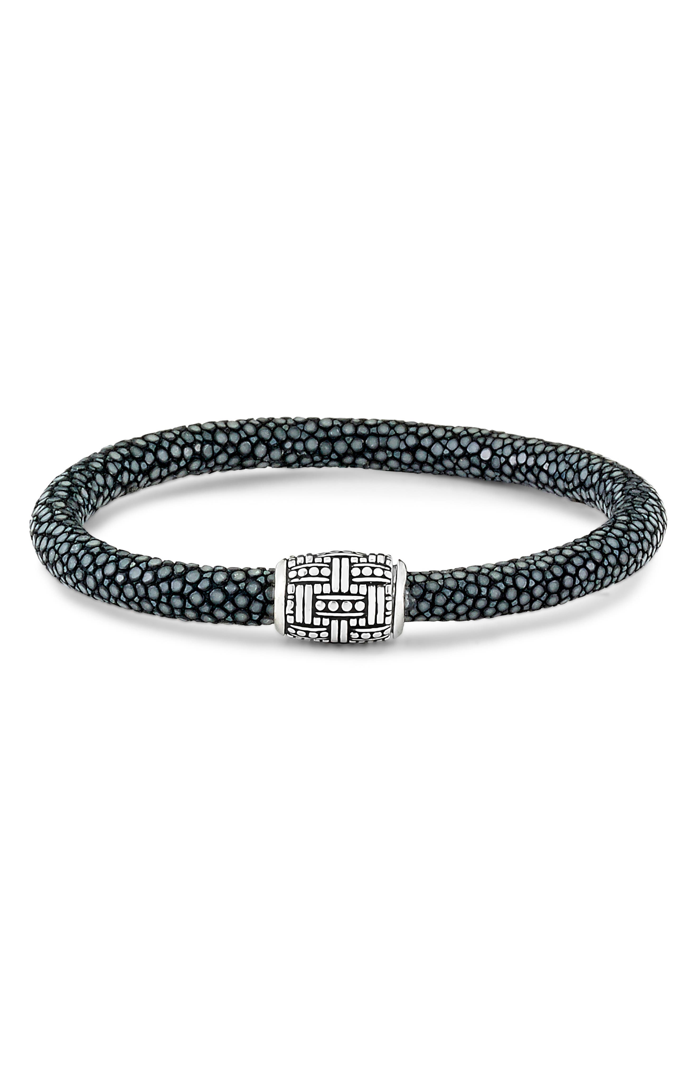 Stingray Leather & Sterling Silver Bead Bracelet