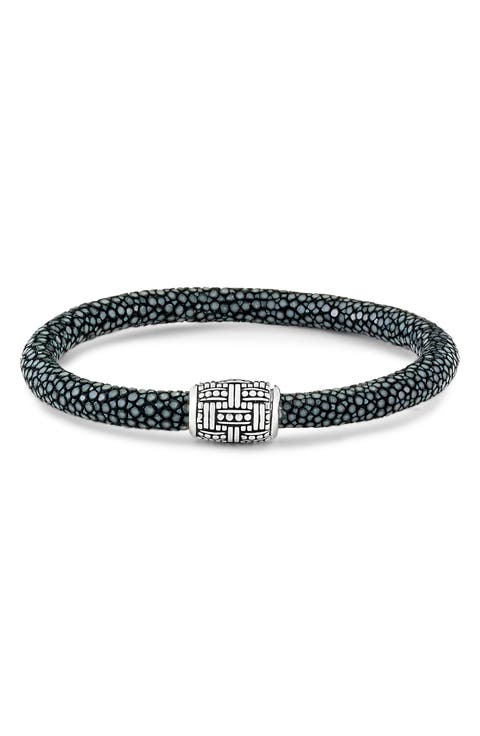 Stingray Leather & Sterling Silver Bead Bracelet