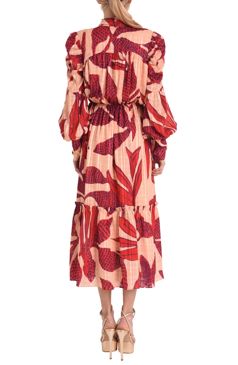 CIEBON Carla Floral Print Long Sleeve Midi Dress, Alternate, color, Red Multi