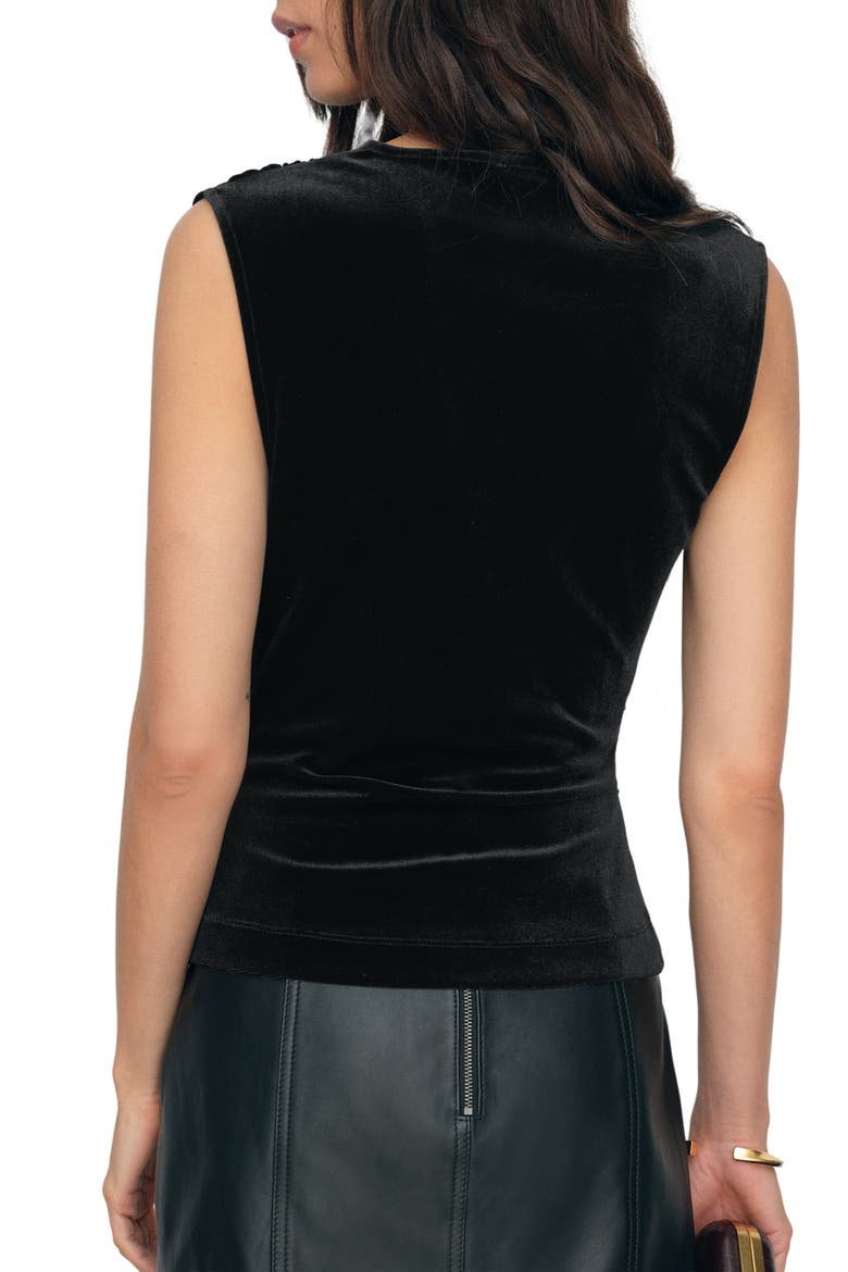 Scarlett Sleeveless Ruched Velour Top, Alternate, color, BLACK