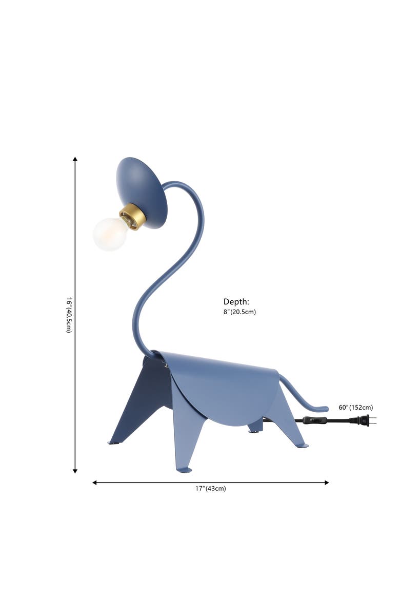 JONATHAN Y Bradley Modern Industrial Iron Brachiosaurus LED Kids' Lamp, Alternate, color, Blue