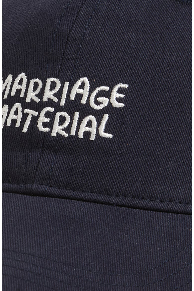 Marriage Material Cotton Canvas Baseball Cap, Alternate, color, NAVY