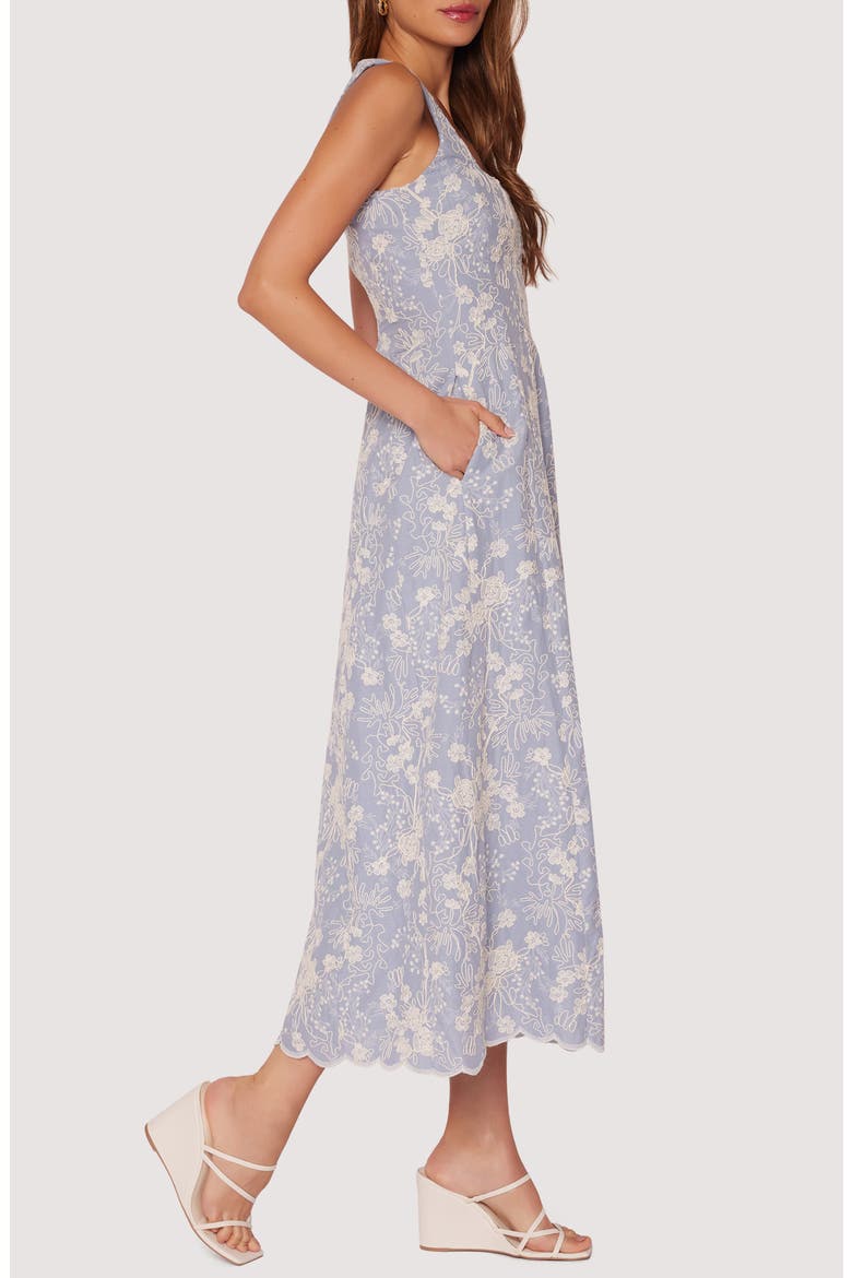Springtide Splendor Embroidered Cotton Maxi Sundress, Alternate, color, LIGHT-BLUE