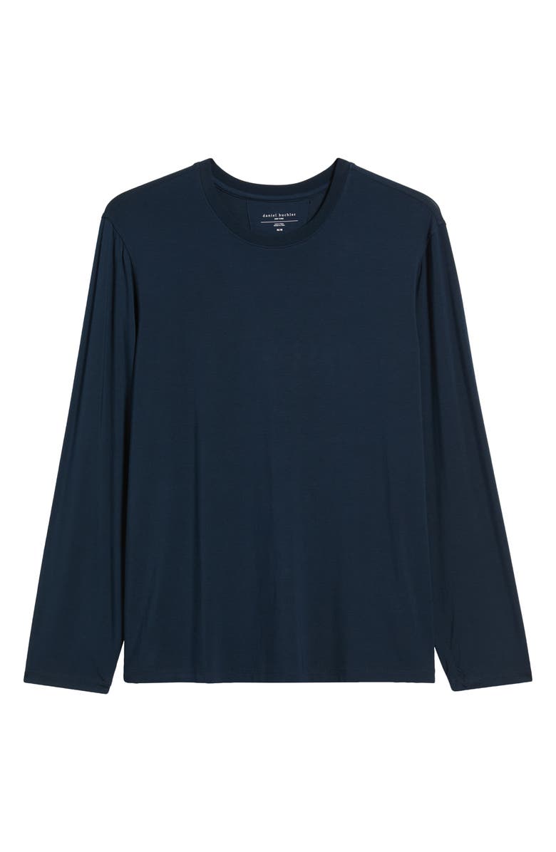 Daniel Buchler Long Sleeve Modal & Silk Pajama Top, Alternate, color, Midnight