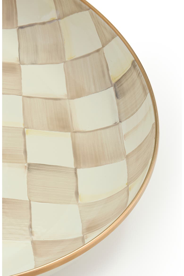 Mocha Check Enameled Steel Abundant Bowl, Alternate, color, BEIGE/WHITE