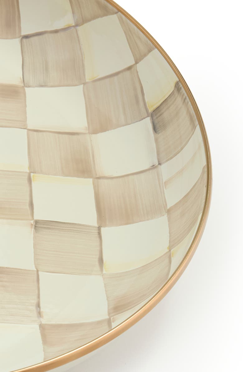 MACKENZIE CHILDS Mocha Check Enameled Steel Abundant Bowl, Alternate, color, Beige/White