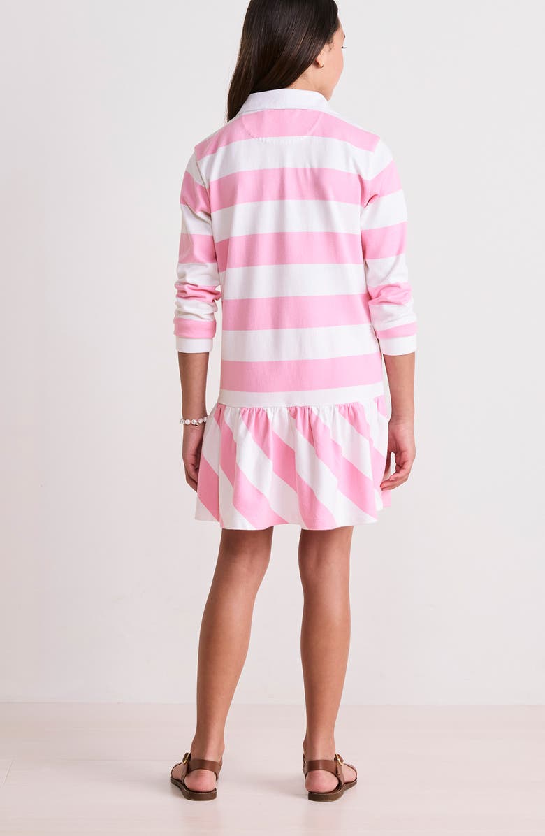 vineyard vines Kids' Stripe Long Sleeve Cotton Drop Waist Rugby Dress, Alternate, color, Stripe Cotton Candy