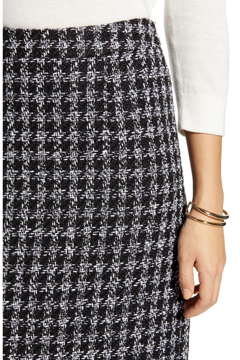 Houndstooth Check Tweed Pencil Skirt, Alternate, color, BLACK- IVORY TWEED