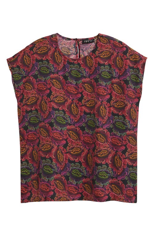 Apny Floral Cap Sleeve Shell In Multi