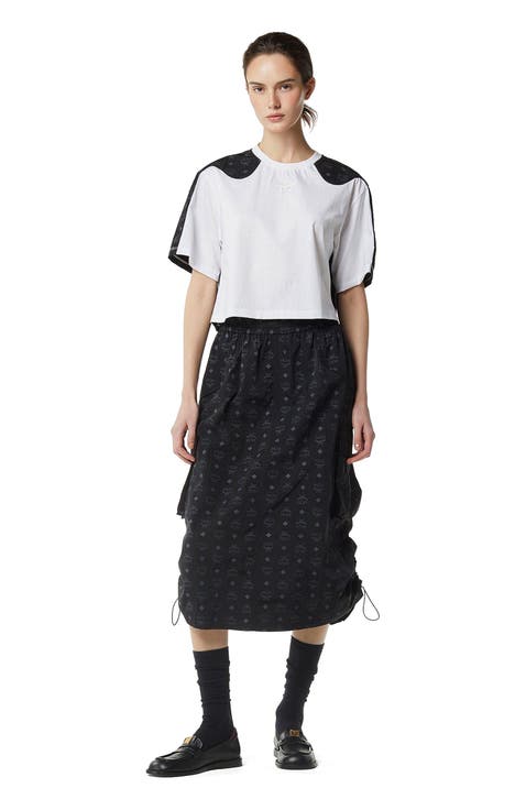 Laurel Cropped T-Shirt in Organic Cotton and Monogram ECONYL