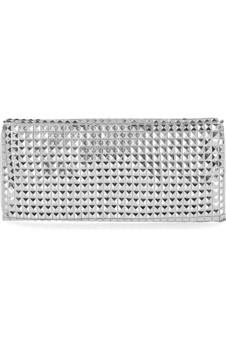 Jessica McClintock Helena Pyramid Mesh Flap Clutch, Alternate, color, Silver