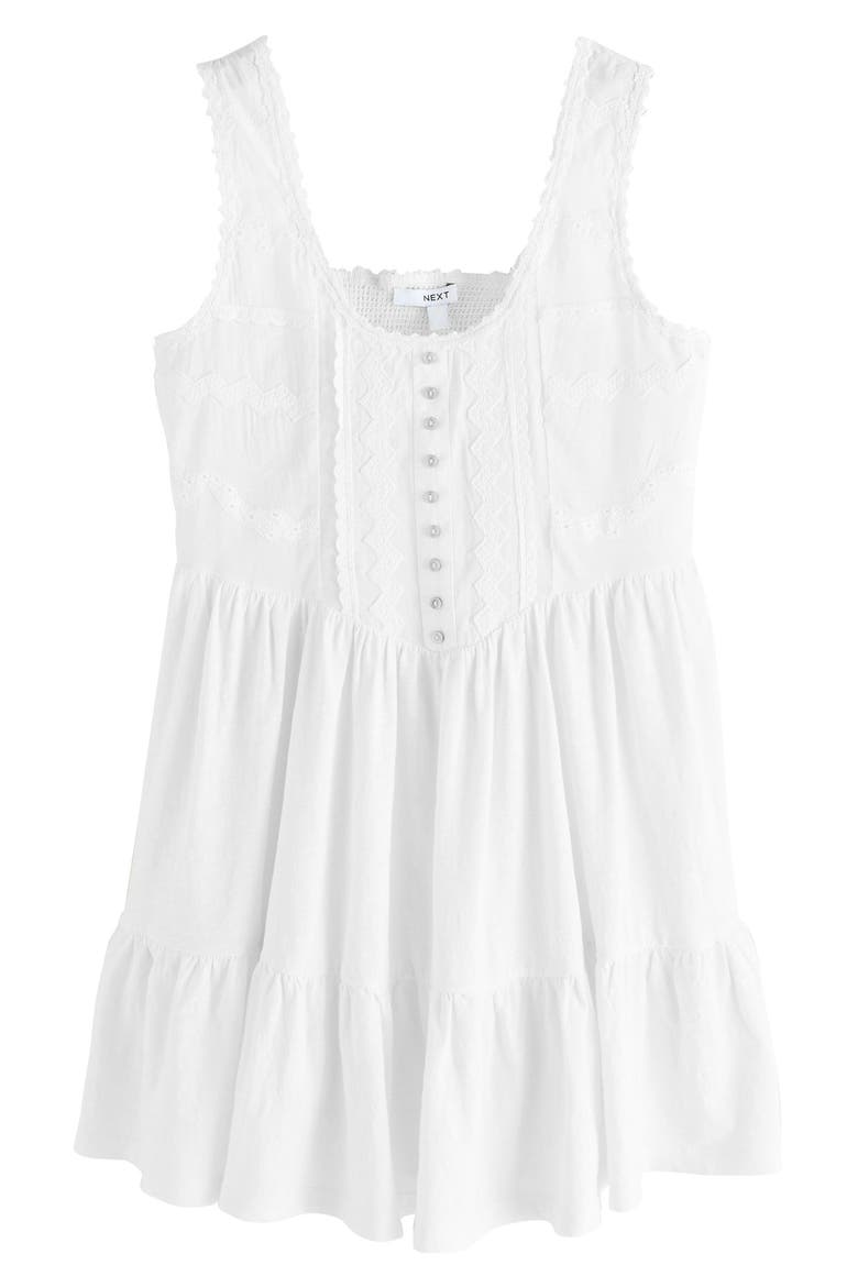 Embroidered Cotton Jersey Fit & Flare Dress, Main, color, WHITE
