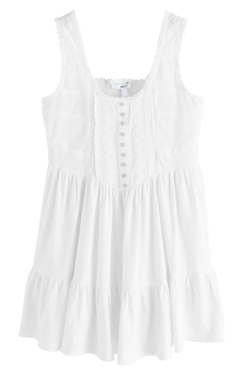 NEXT Embroidered Cotton Jersey Fit & Flare Dress, Main, color, White