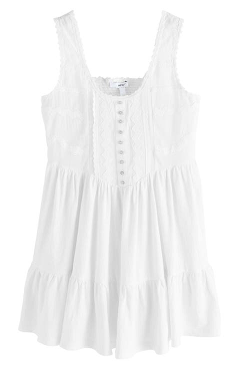 Embroidered Cotton Jersey Fit & Flare Dress