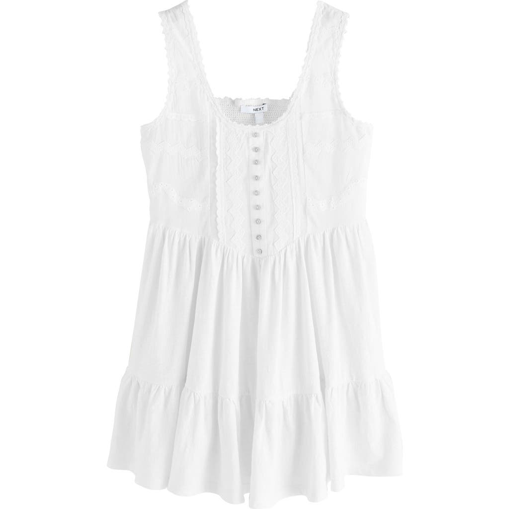 Next Embroidered Cotton Jersey Fit & Flare Dress In White