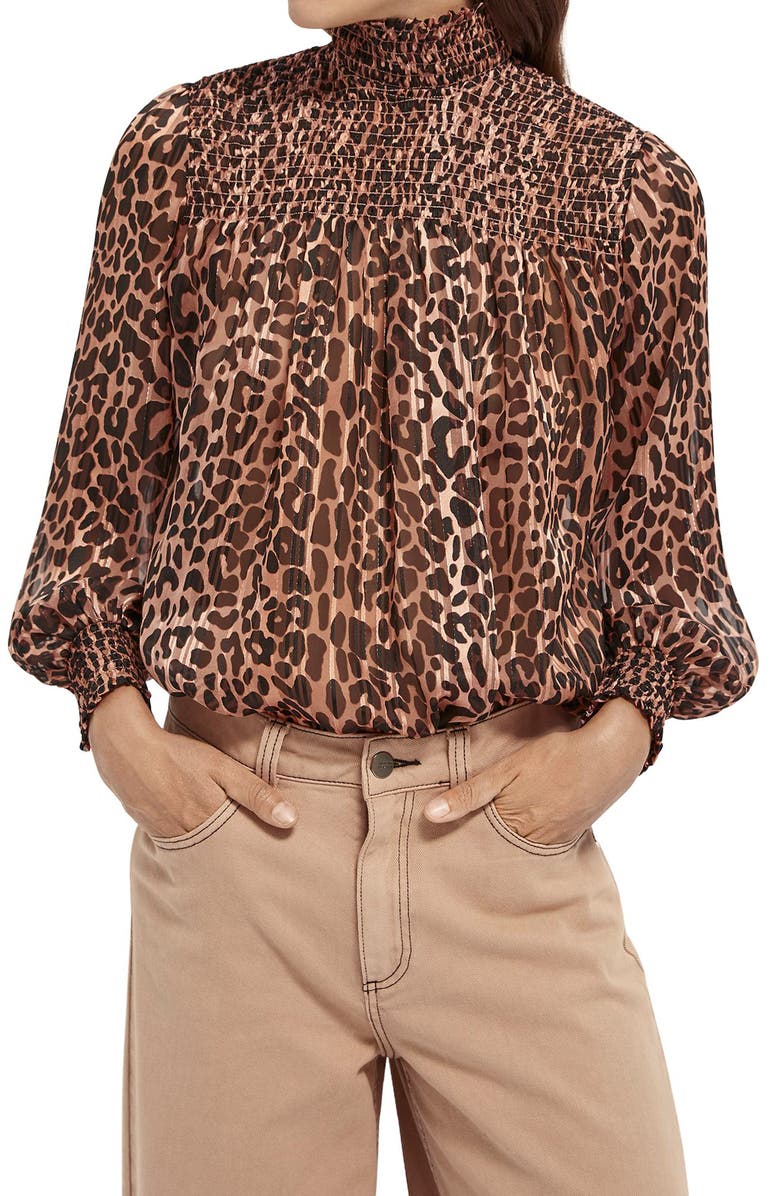 Scotch & Soda Smocked Metallic Top, Main, color, 