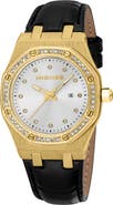 Roberto Cavalli Astrina Crystal Leather Strap Watch, 33.5mm