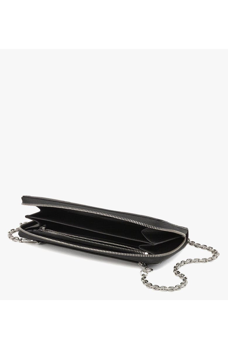 MCM Aren Chain Zip Around Wallet in Embossed Monogram Leather, Alternate, color, Black