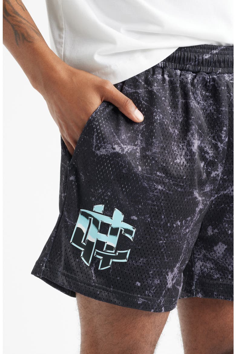 Cold Hearts Iced Mesh Shorts, Alternate, color, BLACK