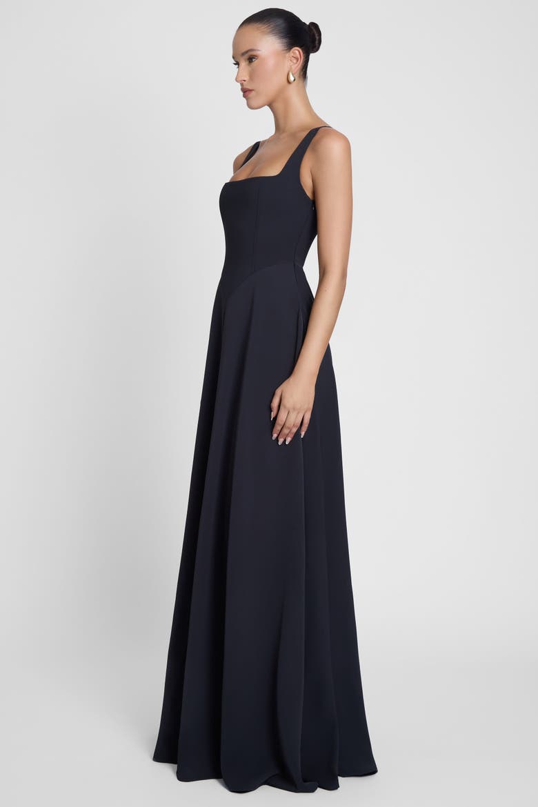 Siren Square Neck Corset Maxi Dress, Alternate, color, Black