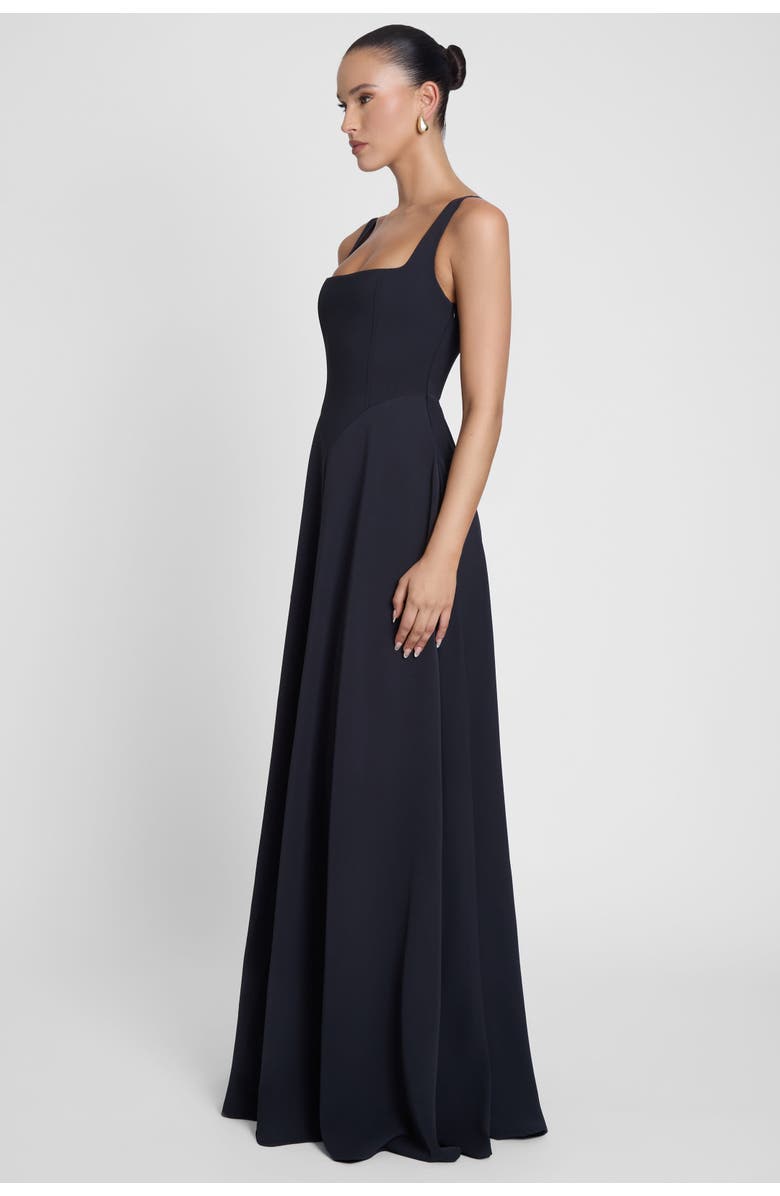 LEAU Siren Square Neck Corset Maxi Dress, Alternate, color, Black