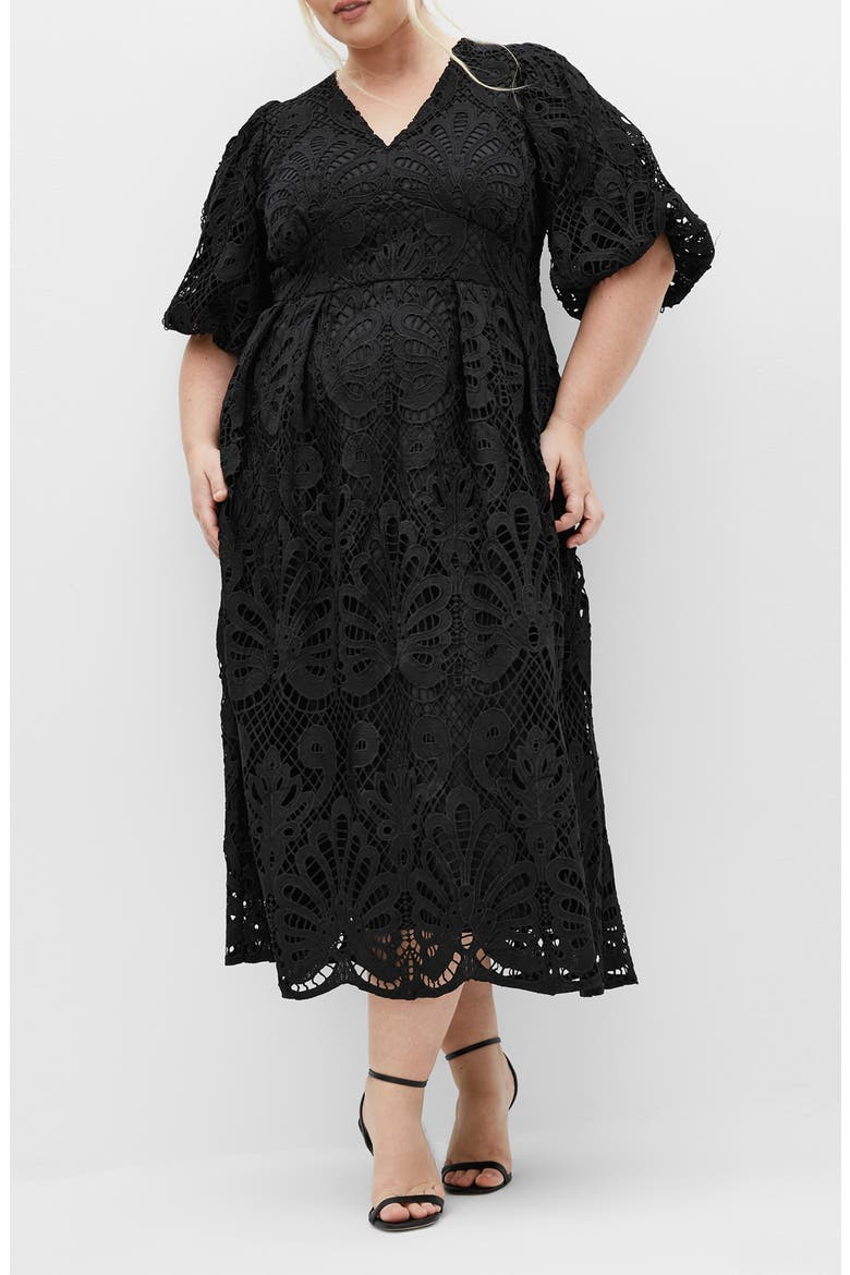 Kylee Lace Maxi Dress, Main, color, BLACK
