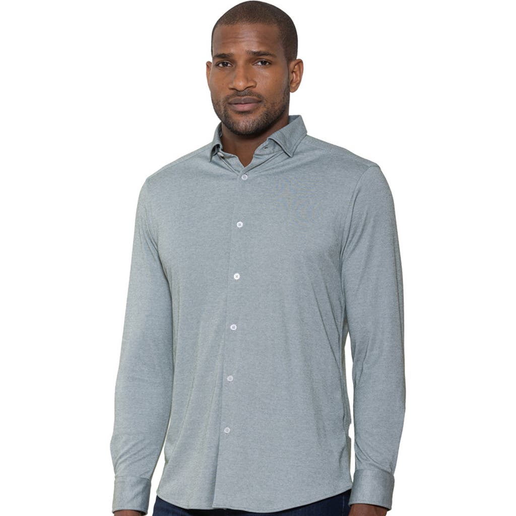 Luchiano Visconti Micro Melange Knit Shirt In Gray