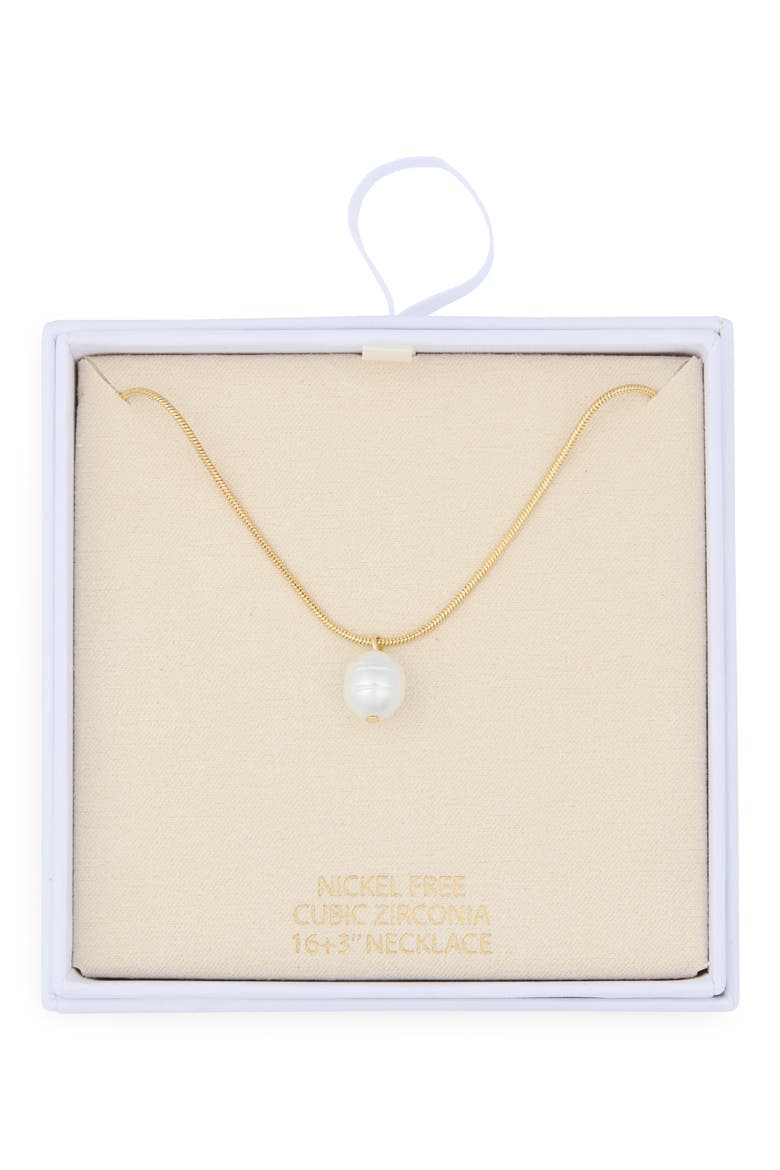 Faux Pearl Pendant Necklace, Main, color, WHITE- GOLD