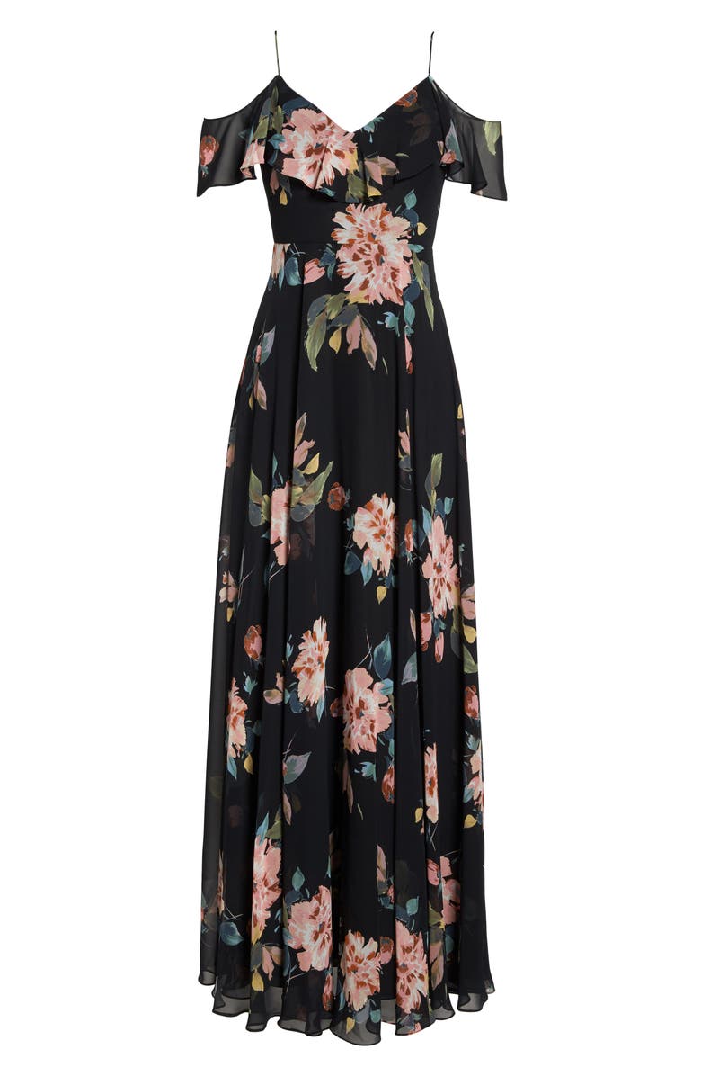 Jenny Yoo Mila Cold Shoulder Gown, Alternate, color, 