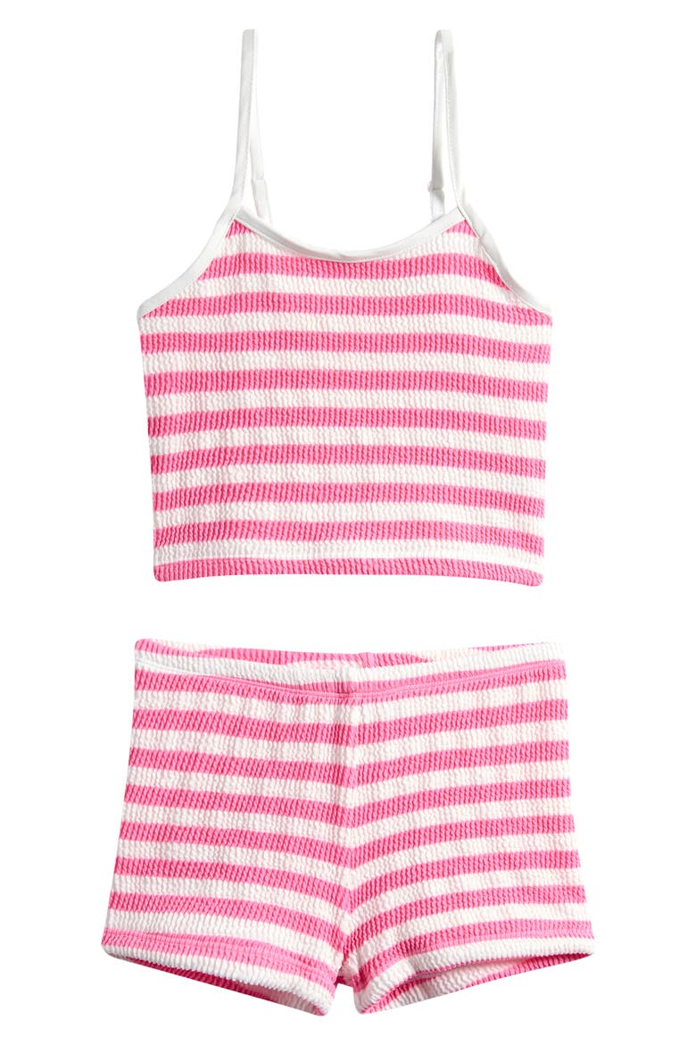 Kids' Textured Two-Piece Swimsuit, Main, color, CANDY PINK