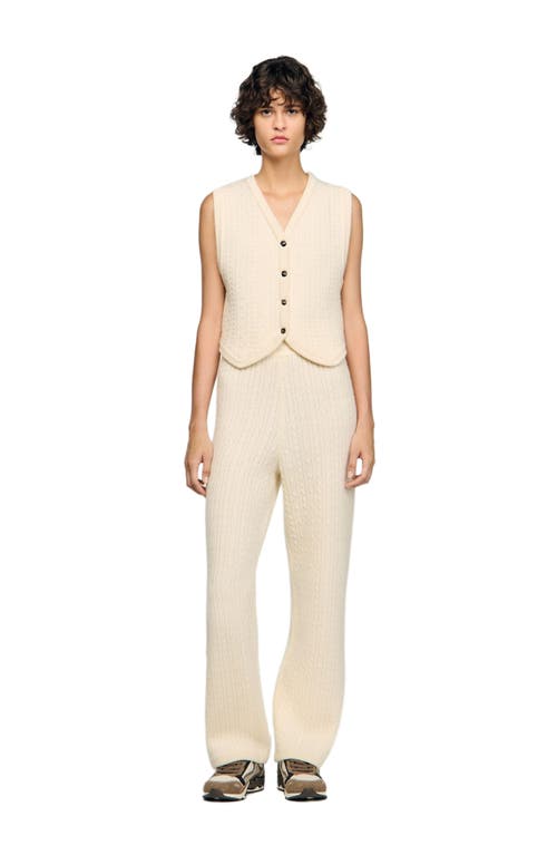 Sandro Cable Knit Jacket In Neutral