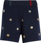 YanYan Daisy Embroidered Lambswool Sweater Shorts