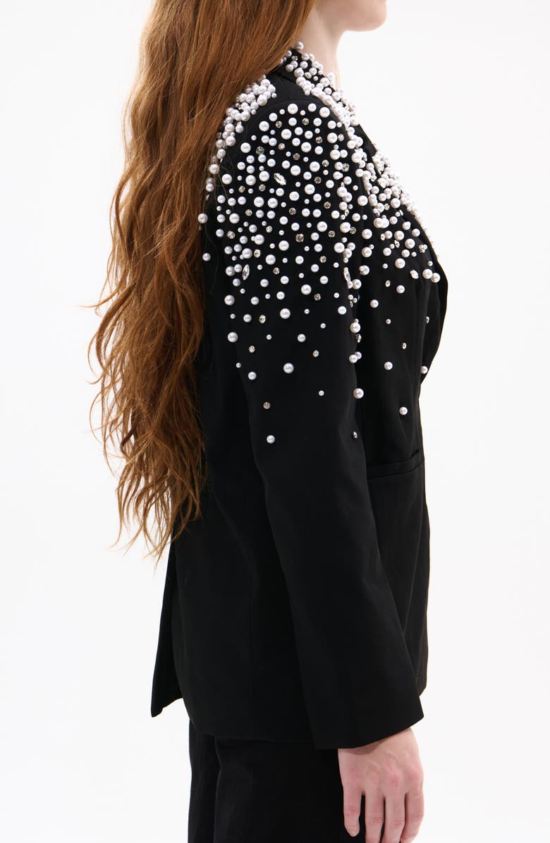 AZALEA WANG Pearlized Embellished Blazer, Alternate, color, Black