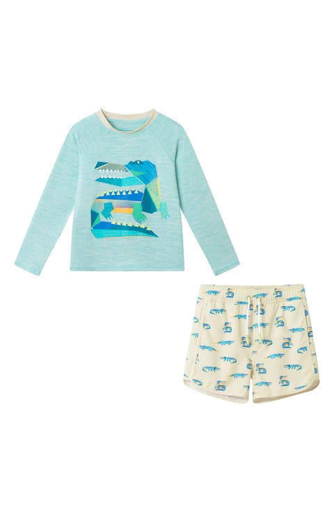 Kids' Sailboat Long Sleeve Two-Piece Rashguard Swimsuit (Toddler & Little Kid)