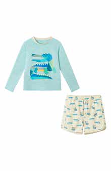 Andy & Evan Kids' Sailboat Long Sleeve Two-Piece Rashguard Swimsuit
