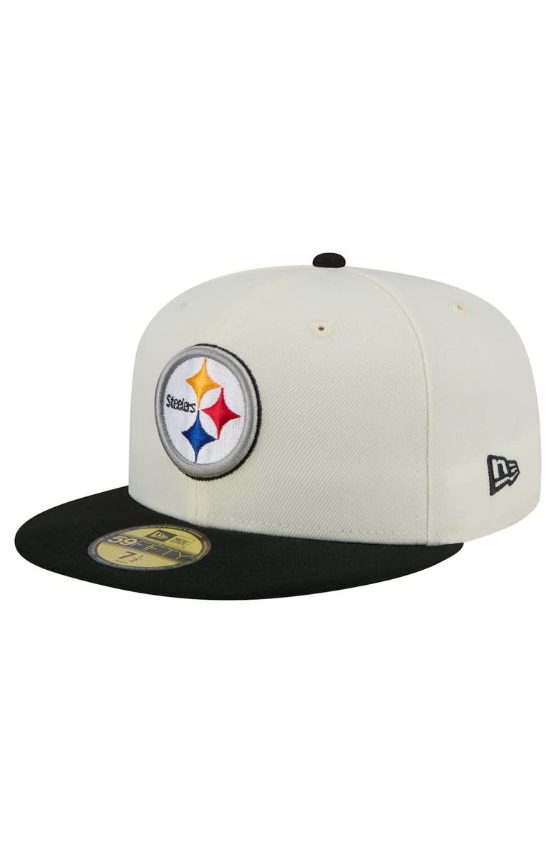 New Era Men's New Era  White/Black Pittsburgh Steelers Main 59FIFTY Fitted Hat, Alternate, color, 