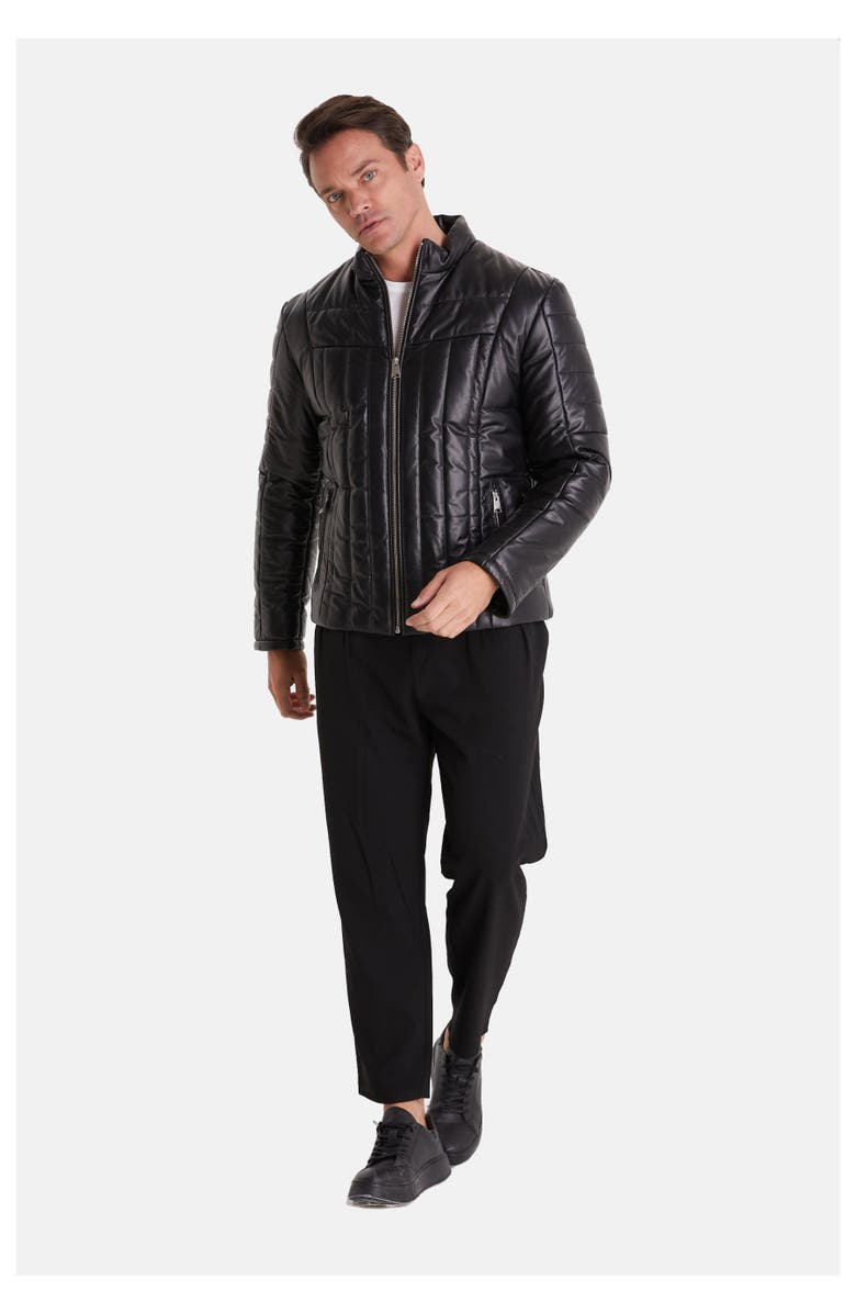 Furniq UK James Leather Jacket, Alternate, color, Black