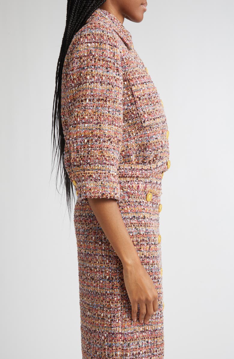 L'AGENCE Jia Crop Tweed Jacket, Alternate, color, Mauve/ Tan Multi Tweed