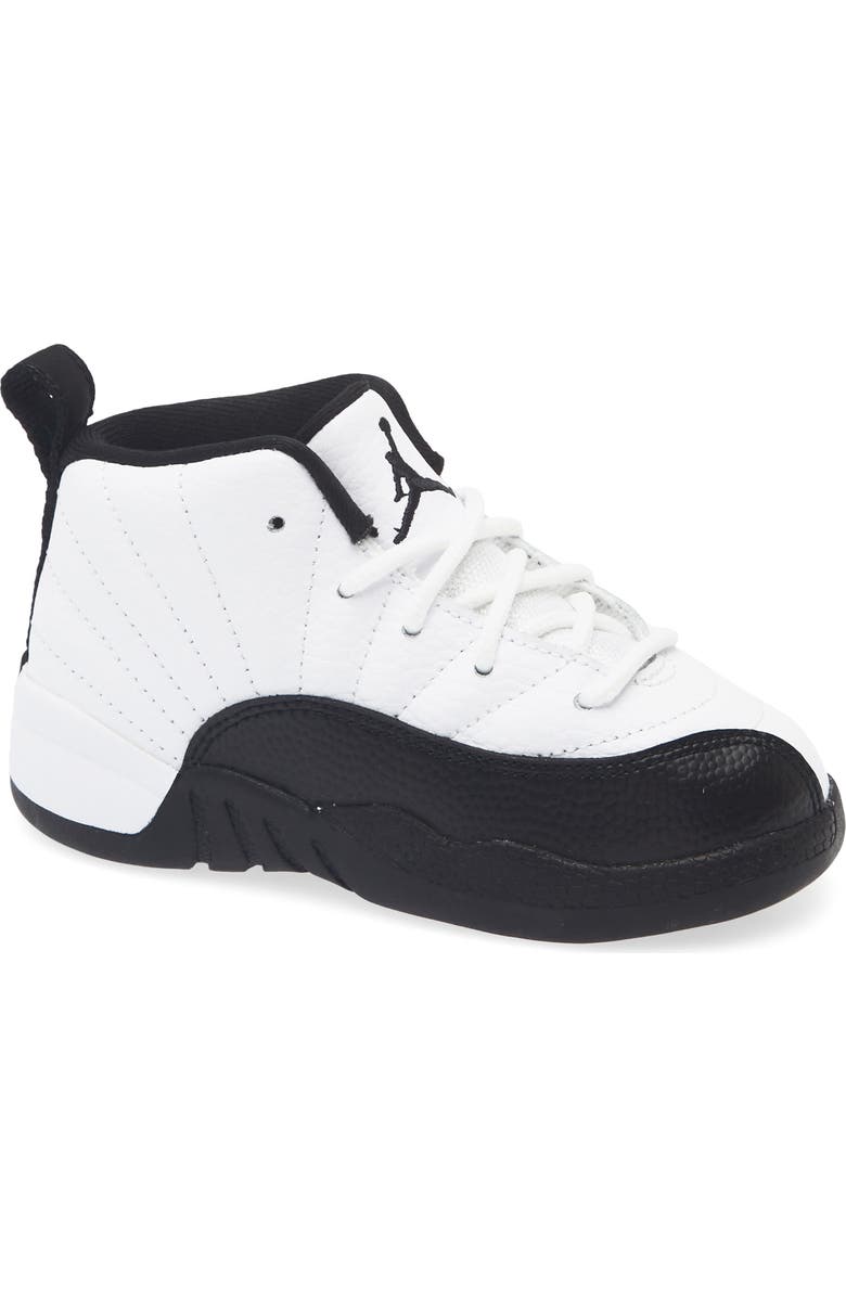 Nike Kids' Air Jordan 12 Retro Basketball Sneaker, Main, color, 117 White/Black
