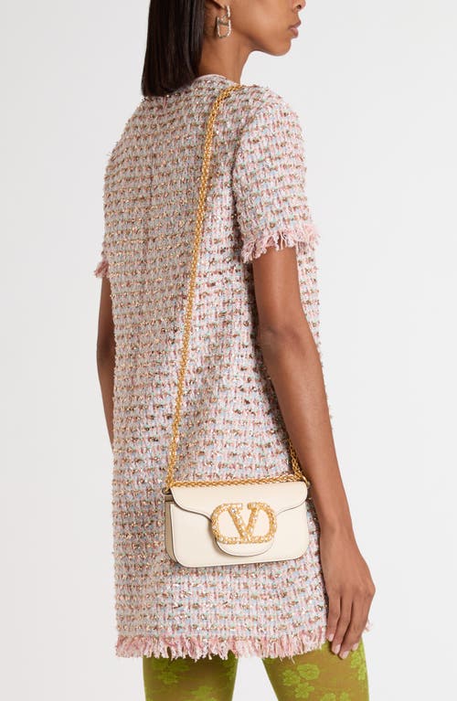 Valentino Garavani Small Locò Leather Shoulder Bag In White