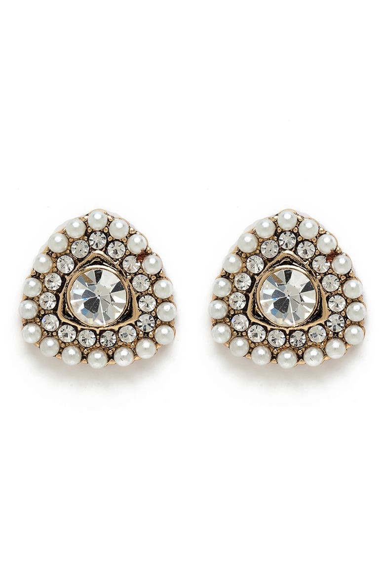 'Diamond Eye' Earrings, Main, color, SILVER/ PEARL