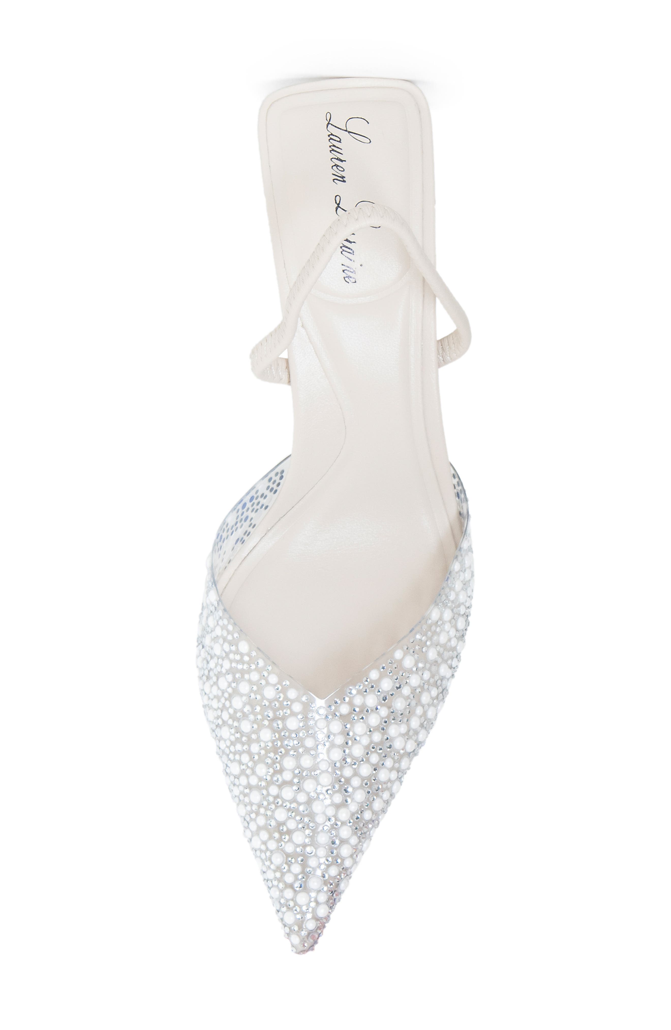 Lauren Lorraine Zing Embellished Slingback Mule, Alternate, color, Light Nude Pearls