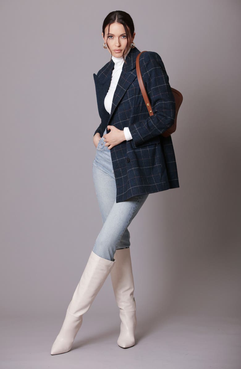 Avec Les Filles Mixed Plaid Double Breasted Blazer, Alternate, color,