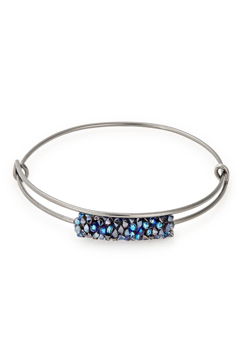 Fine Rocks Adjustable Wire Bangle, Main, color, MIDNIGHT SILVER