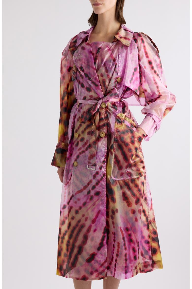 Risto Nylon & Silk Trench Coat, Alternate, color, FUCHSIA