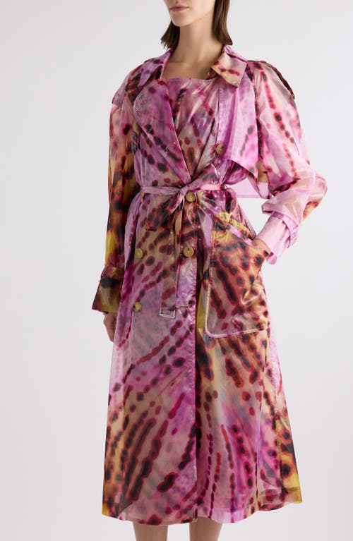 Shop Dries Van Noten Risto Nylon & Silk Trench Coat In Fuchsia