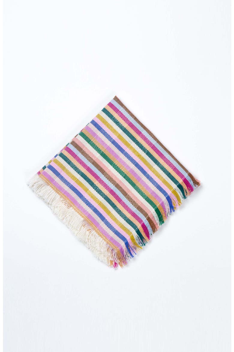 Valentina Rainbow Striped Handwoven Cotton Party Napkins, Set of 4, Alternate, color, Rainbow