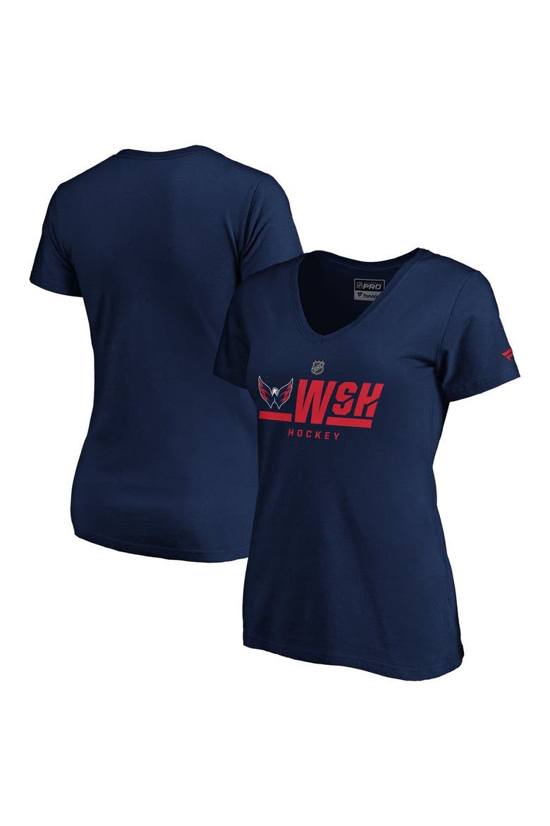 Women's Fanatics Branded Navy Washington Capitals Authentic Pro Secondary Logo V-Neck T-Shirt, Main, color, NAVY